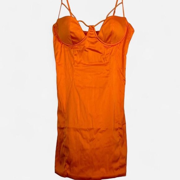 NEW Oh Polly Showstopper Underwired cut out snatched Satin Mini Dress sz 8 - Picture 3 of 8